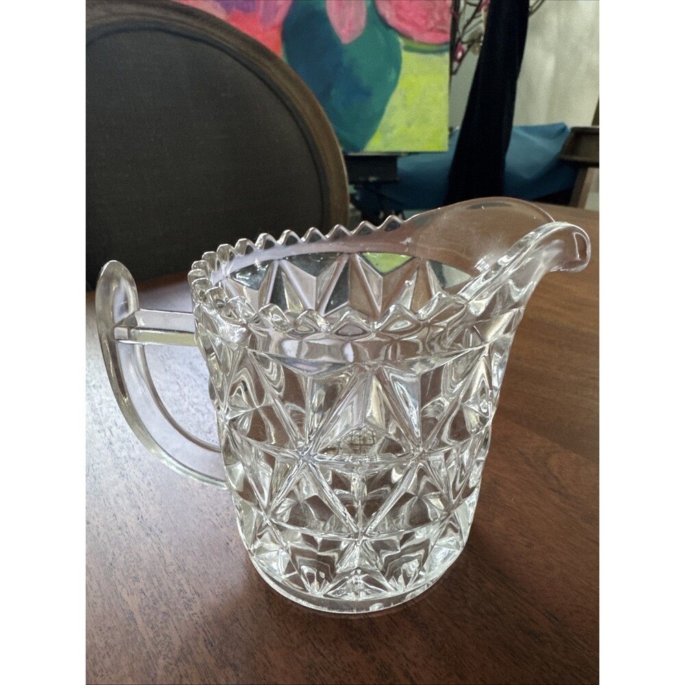 Vintage Mt Vernon Glass Petite Diamond Block Pitcher